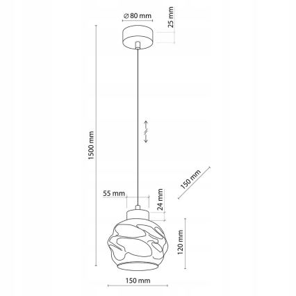 Pendellampa på kabel ZULIA 1xE27/15W/230V svart/rökfärgad