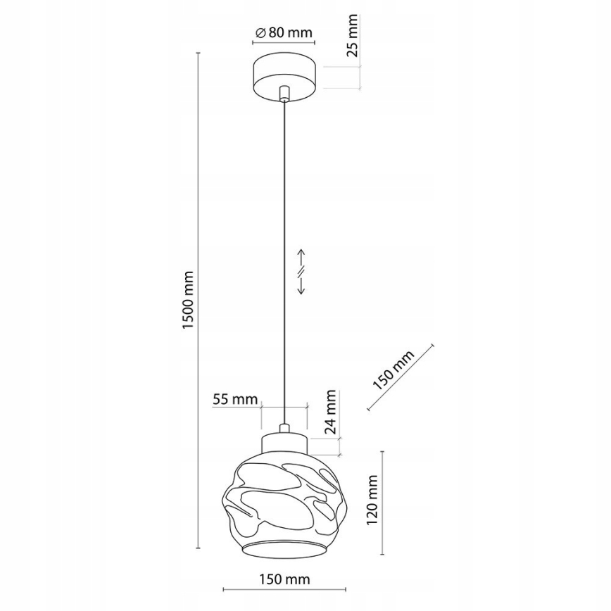 Pendellampa på kabel ZULIA 1xE27/15W/230V svart/rökfärgad