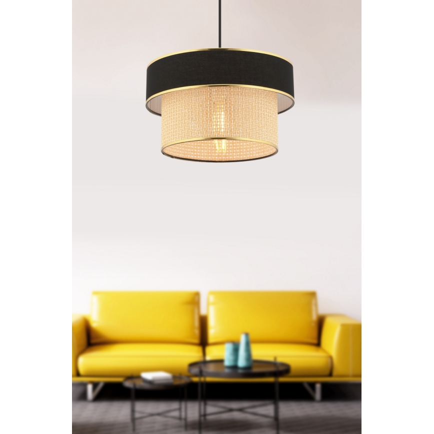 Pendellampa på sladd ERO 1xE27/60W/230V svart/beige