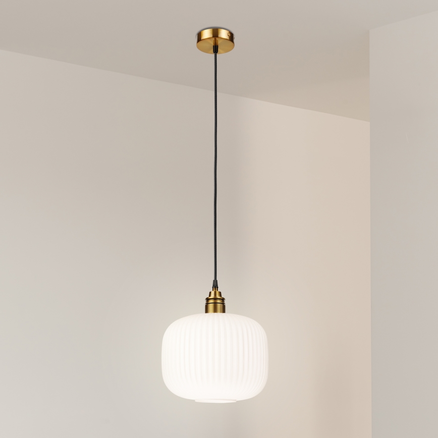 Pendellampa på sladd HECTOR 1xE27/15W/230V vit/mässing Ø 25 cm