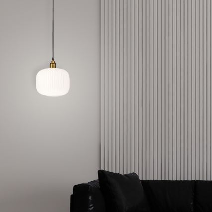 Pendellampa på sladd HECTOR 1xE27/15W/230V vit/mässing Ø 25 cm