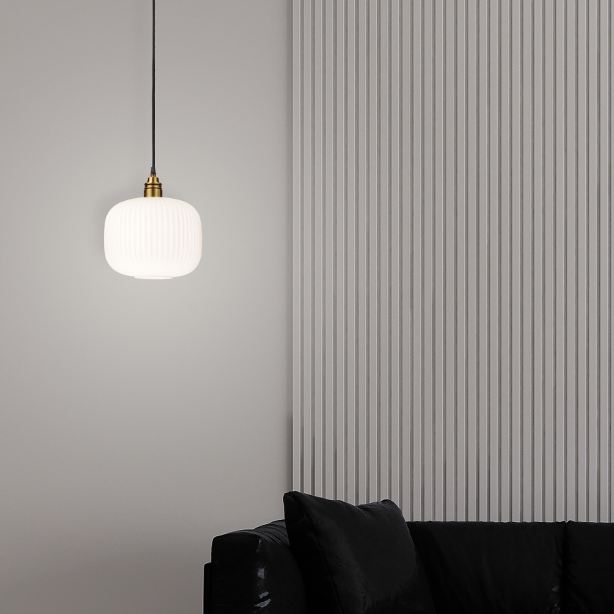 Pendellampa på sladd HECTOR 1xE27/15W/230V vit/mässing Ø 25 cm