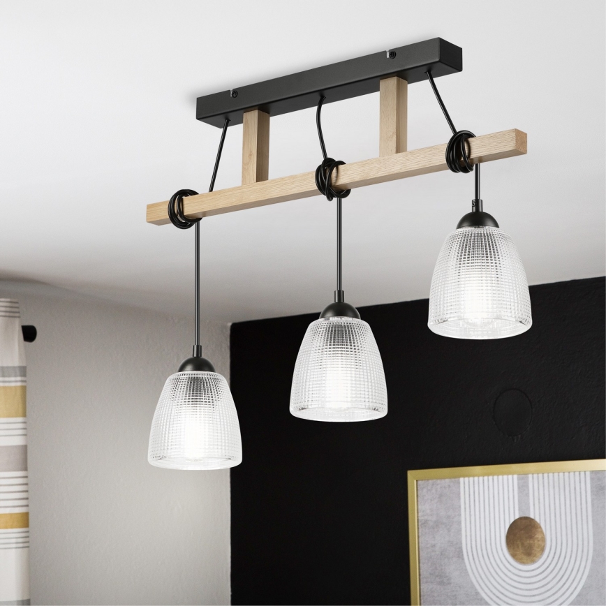 Pendellampa på sladd LEANDRA 3xE27/15W/230V ek/svart