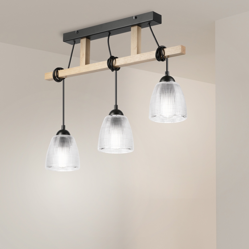 Pendellampa på sladd LEANDRA 3xE27/15W/230V ek/svart