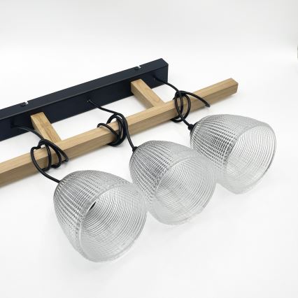 Pendellampa på sladd LEANDRA 3xE27/15W/230V ek/svart