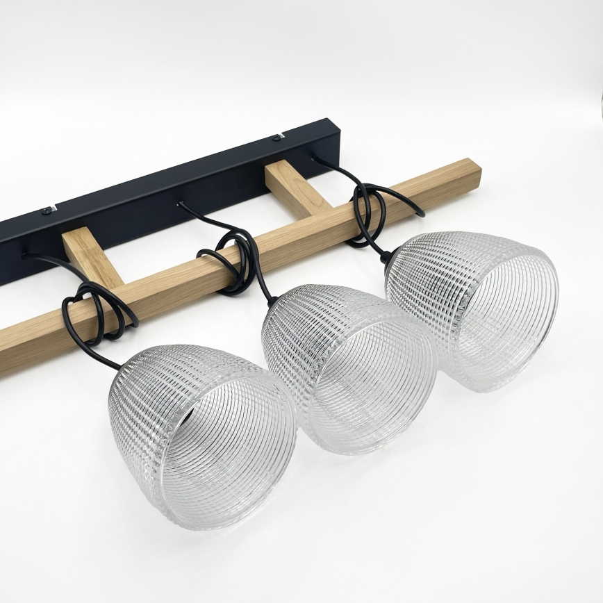 Pendellampa på sladd LEANDRA 3xE27/15W/230V ek/svart
