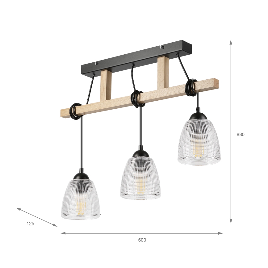 Pendellampa på sladd LEANDRA 3xE27/15W/230V ek/svart