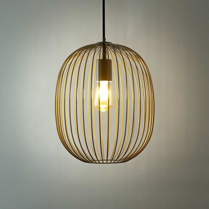 Pendellampa på sladd OVELLA 1xE27/15W/230V Ø34 cm beige
