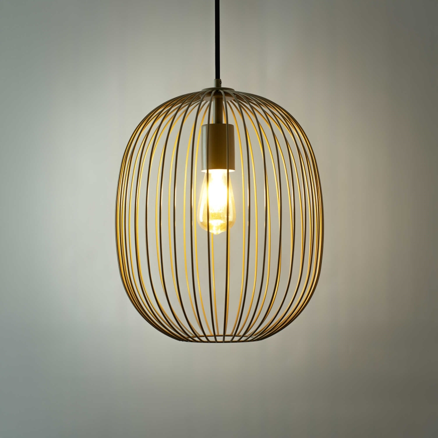 Pendellampa på sladd OVELLA 1xE27/15W/230V Ø34 cm beige