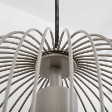 Pendellampa på sladd OVELLA 1xE27/15W/230V Ø34 cm beige