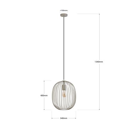 Pendellampa på sladd OVELLA 1xE27/15W/230V Ø34 cm beige
