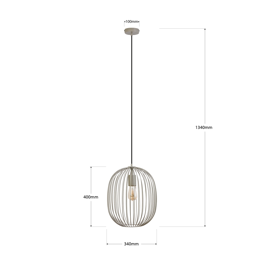 Pendellampa på sladd OVELLA 1xE27/15W/230V Ø34 cm beige