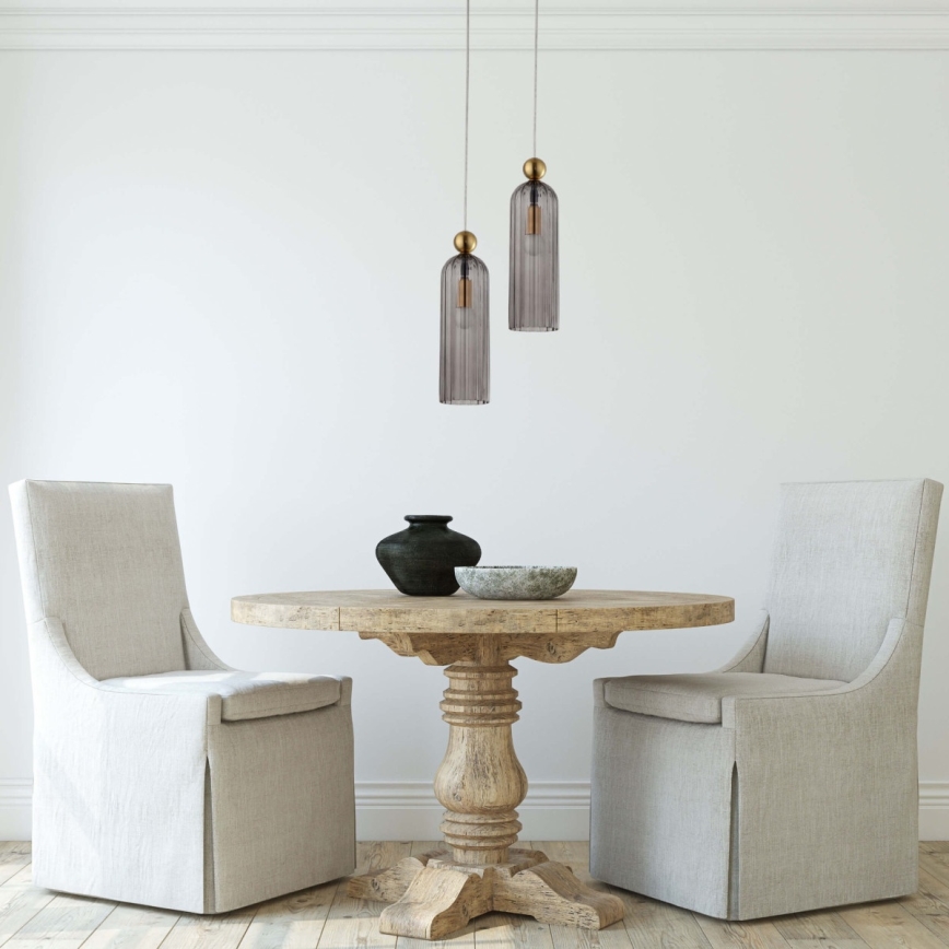 Pendellampa på sladd PIEGA 1xE14/40W/230V, mässing/röksvart