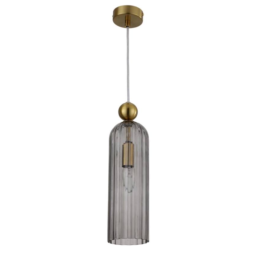 Pendellampa på sladd PIEGA 1xE14/40W/230V, mässing/röksvart