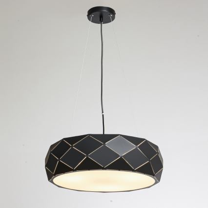 Pendellampa på sladd REUS 3xE27/40W/230V Ø 47 cm svart