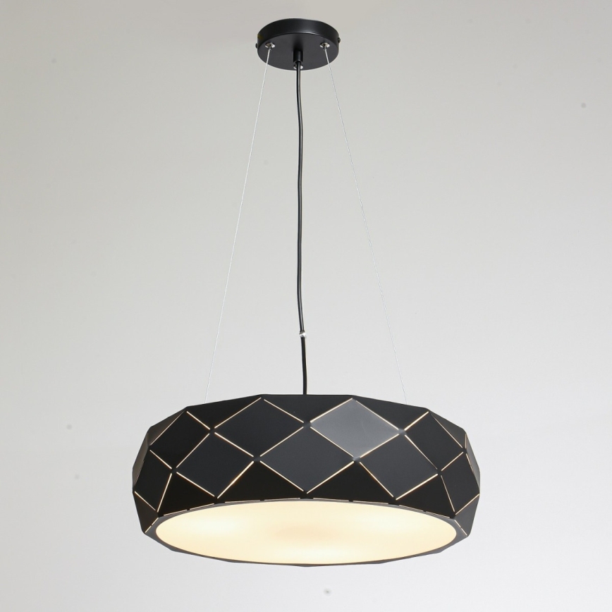 Pendellampa på sladd REUS 3xE27/40W/230V Ø 47 cm svart