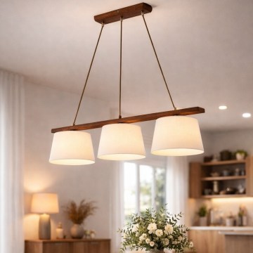 Pendellampa på vajer AIDA 3xE27/60W/230V ek/valnöt