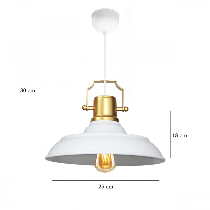 Pendellampa på vajer AYD 1xE27/40W/230V vit/guld