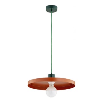 Pendellampa på vajer ETERI 1xE27/15W/230V koppar/grön