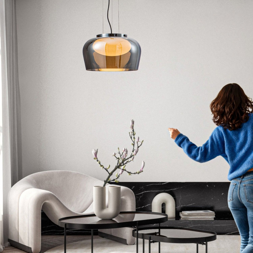 Pendellampa på vajer INSIEME 1xGX53/10W/230V Ø 38 cm röksvart