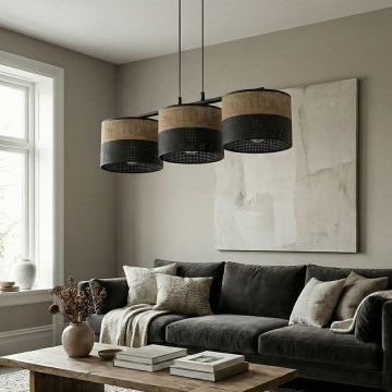 Pendellampa på vajer KARBON 3xE27/15W/230V svart/brun