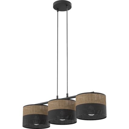 Pendellampa på vajer KARBON 3xE27/15W/230V svart/brun