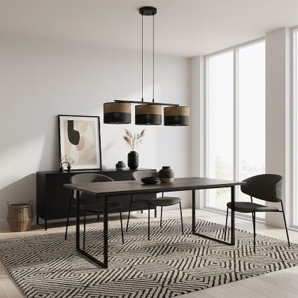 Pendellampa på vajer KARBON 3xE27/15W/230V svart/brun
