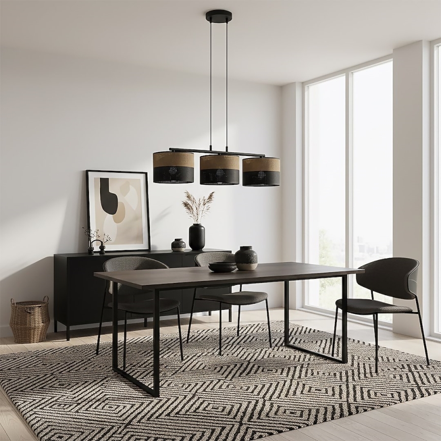 Pendellampa på vajer KARBON 3xE27/15W/230V svart/brun