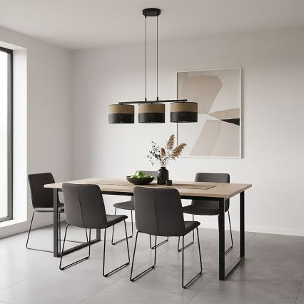 Pendellampa på vajer KARBON 3xE27/15W/230V svart/brun