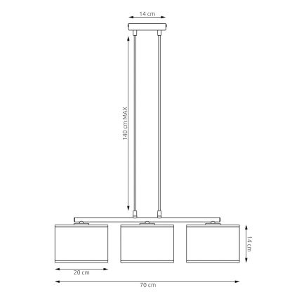 Pendellampa på vajer KARBON 3xE27/15W/230V svart/brun