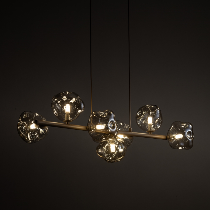 Pendellampa på vajer LAVA 7xG9/8W/230V beige/rökfärgad beige