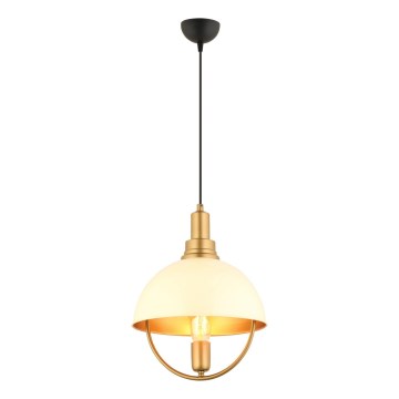 Pendellampa på vajer MONZA 1xE27/40W/230V Ø 30 cm krämvit/guld