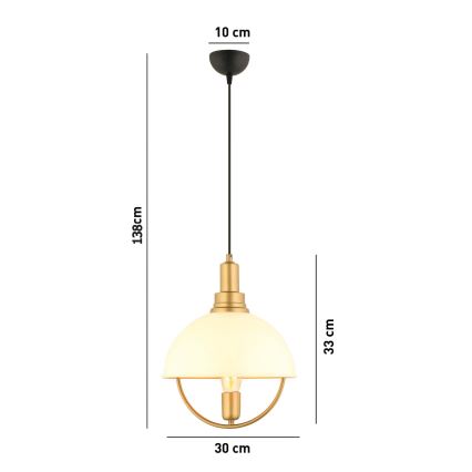 Pendellampa på vajer MONZA 1xE27/40W/230V Ø 30 cm krämvit/guld