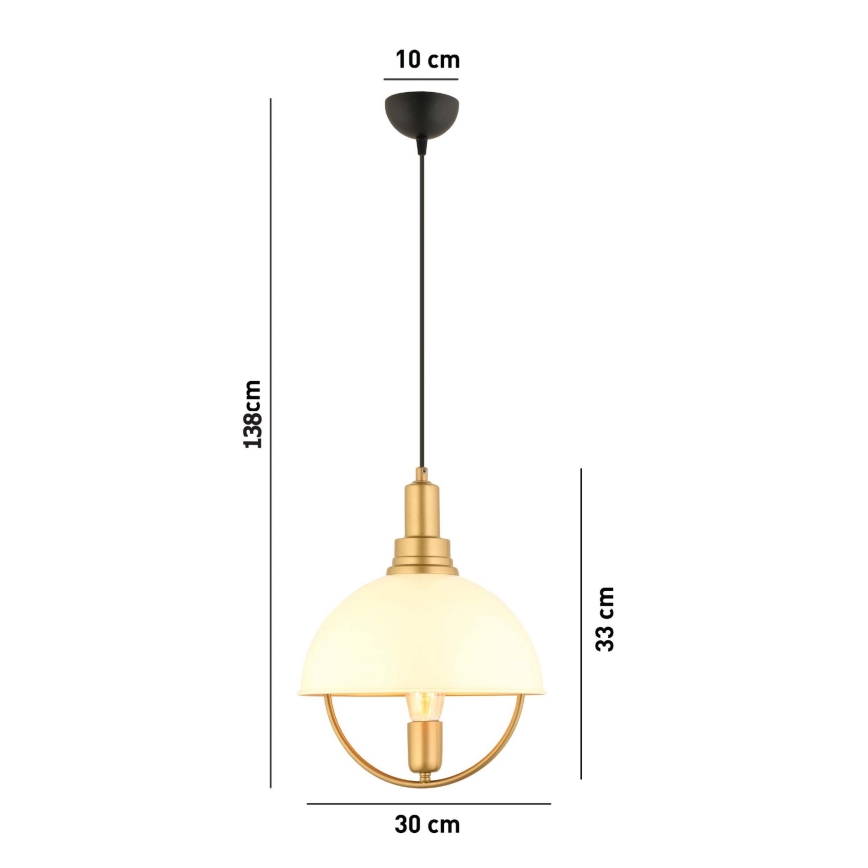 Pendellampa på vajer MONZA 1xE27/40W/230V Ø 30 cm krämvit/guld