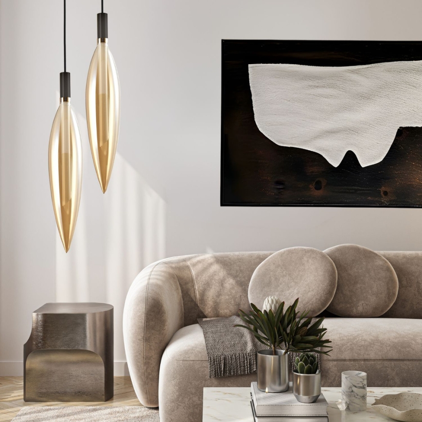 Pendellampa på vajer NORDIC 1xG9/5W/230V svart/rökbeige