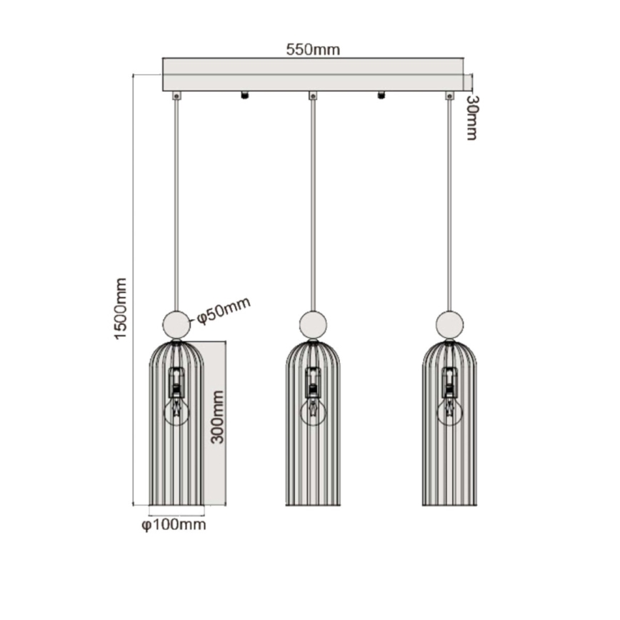 Pendellampa på vajer PIEGA 3xE14/40W/230V mässing/rökig beige