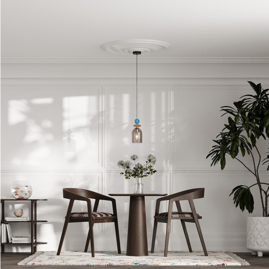 Pendellampa på vajer TROPEA 1xE27/15W/230V svart/rökblå/beige