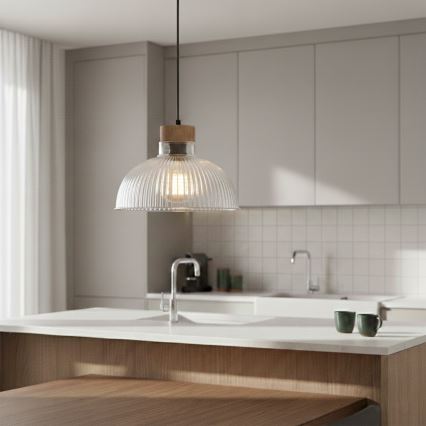 Pendellampa PIA med sladd, 1xE27/60W/230V, Ø 30 cm, ek