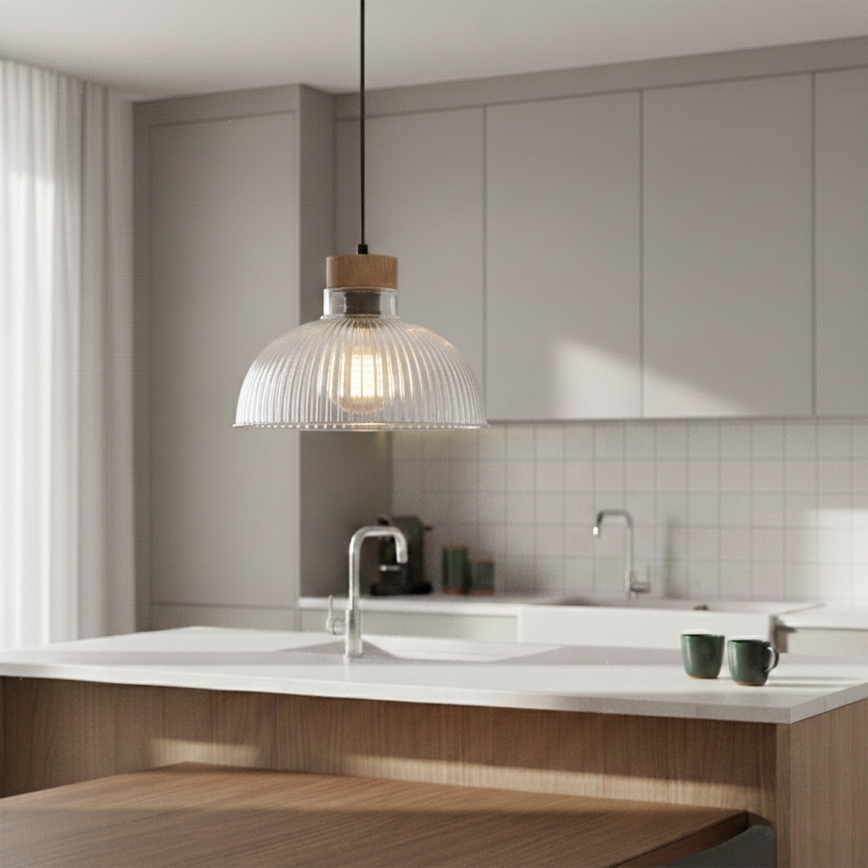 Pendellampa PIA med sladd, 1xE27/60W/230V, Ø 30 cm, ek