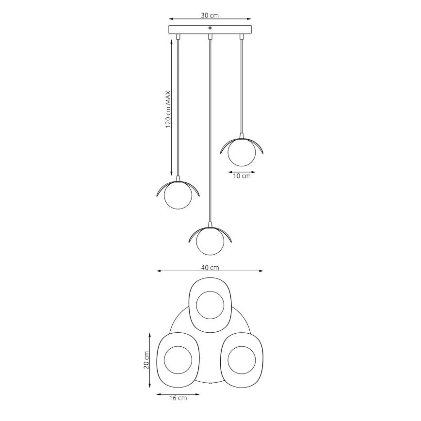 Pendellampa RITUAL 3xG9/8W/230V svart