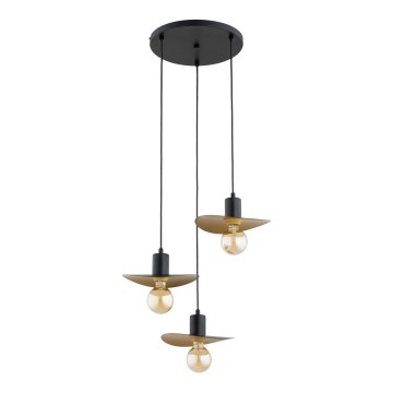 Pendellampa SAVANA 3xE27/15W/230V svart/guld
