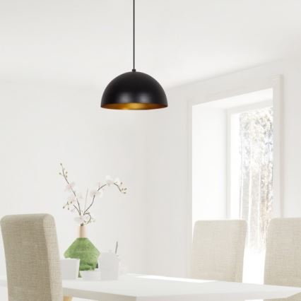 Pendellampa SIVANI med sladd 1xE27/40W/230V Ø 30 cm svart/koppar