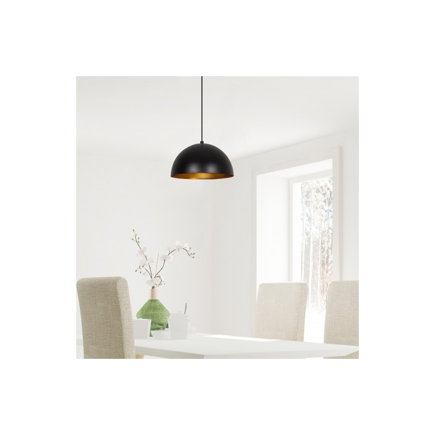 Pendellampa SIVANI med sladd 1xE27/40W/230V Ø 30 cm svart/koppar