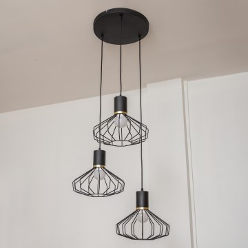 Pendellampa SOLANO 3xE27/15W/230V svart/guld