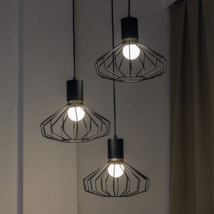 Pendellampa SOLANO 3xE27/15W/230V svart/guld