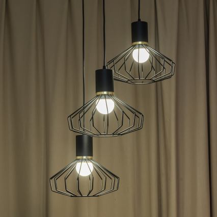 Pendellampa SOLANO 3xE27/15W/230V svart/guld