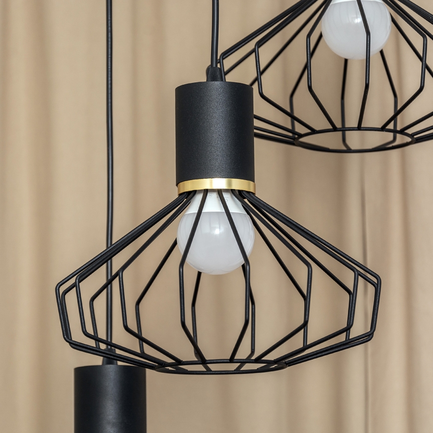 Pendellampa SOLANO 3xE27/15W/230V svart/guld