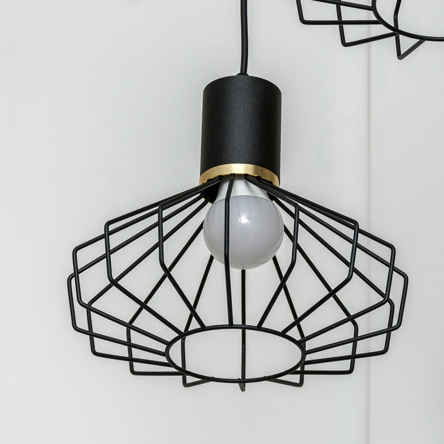 Pendellampa SOLANO 3xE27/15W/230V svart/guld