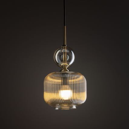 Pendellampa SOPHIA på vajer 1xE14/10W/230V svart/rökbeige