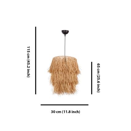 Pendellampa TASSEL med kabel 1xE27/40W/230V i raffia